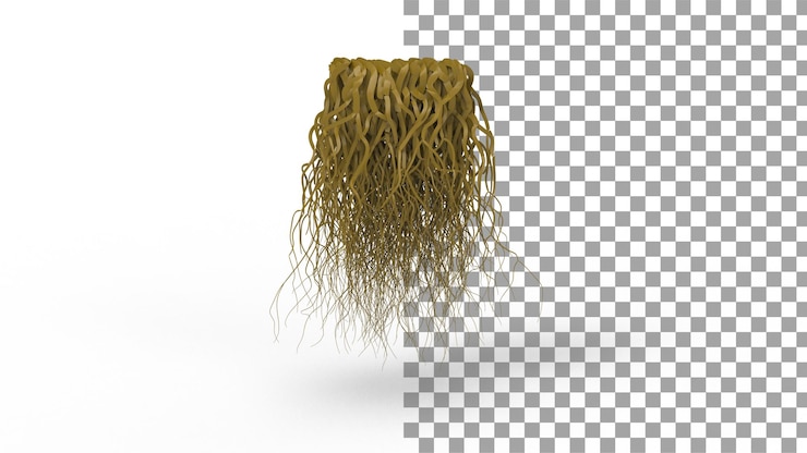 PSD raíces con sombra 3d render