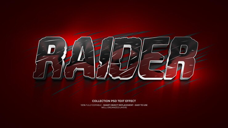 PSD raider espada cortante sangre 3d efecto de texto personalizado