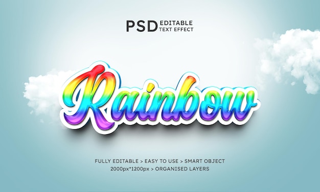 PSD rainbow 3d editierbarer texteffekt