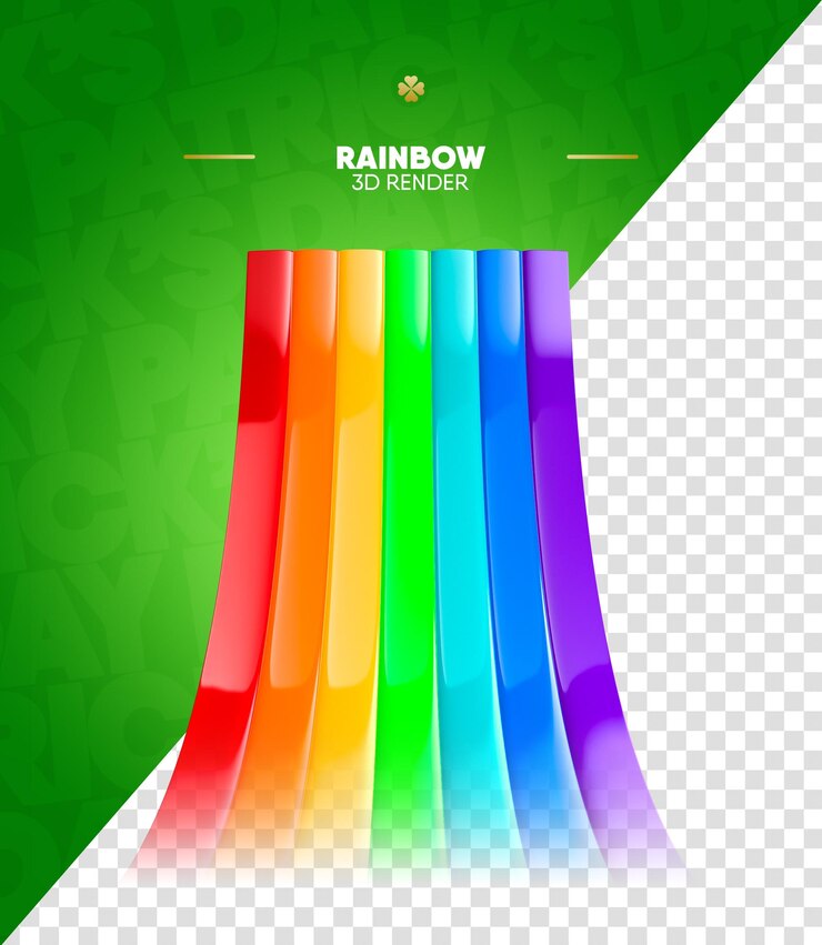 PSD rainbow 3d render aislado para composición