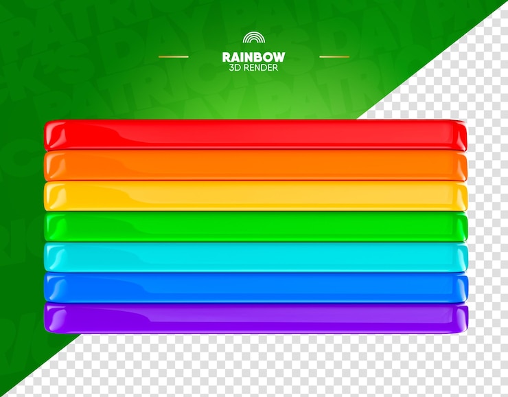 PSD rainbow 3d render aislado para composición