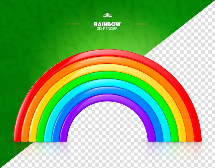 PSD rainbow 3d render isolated for composition