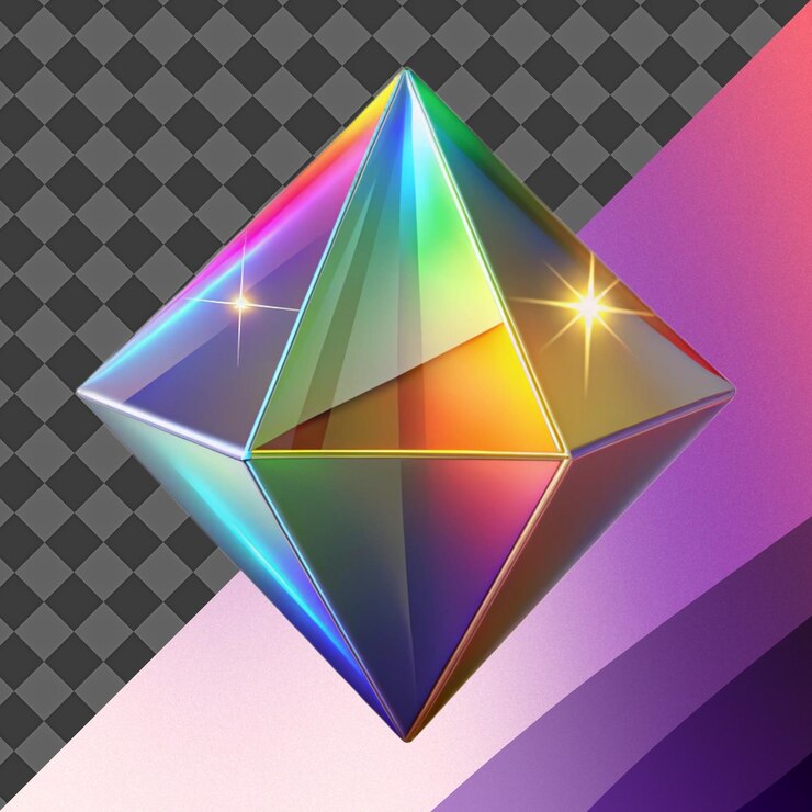 PSD rainbow crystal 3d render