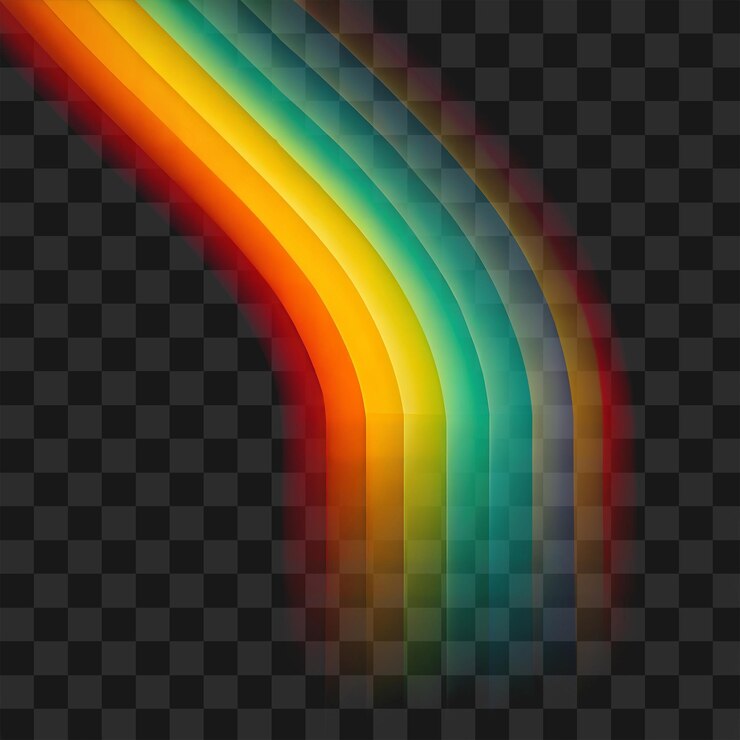 PSD rainbow motion streak blurred color flow vibrant spectrum abstract design transparent png