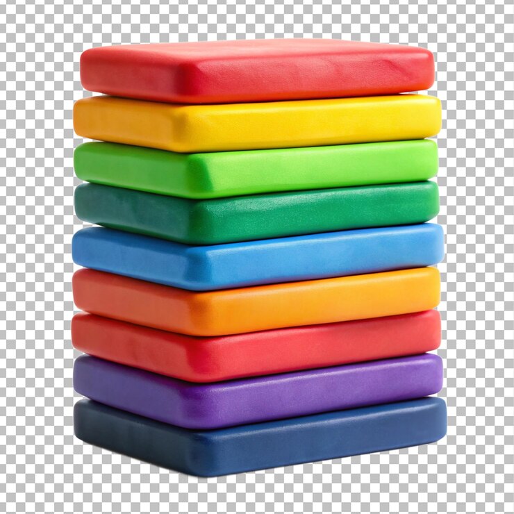PSD rainbow stack of modeling clay blocks colorful playdough