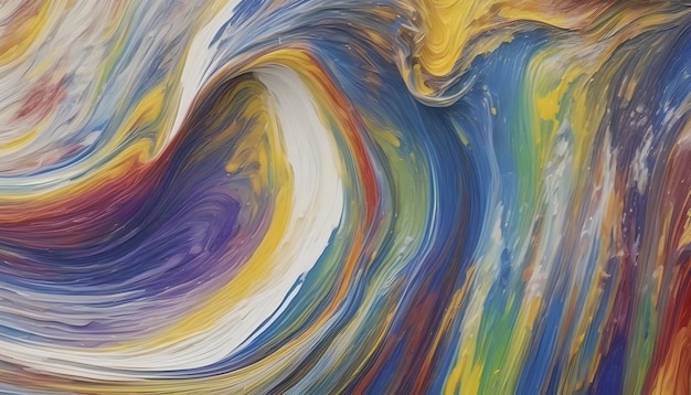 PSD rainbow wave oil painting using brush technique