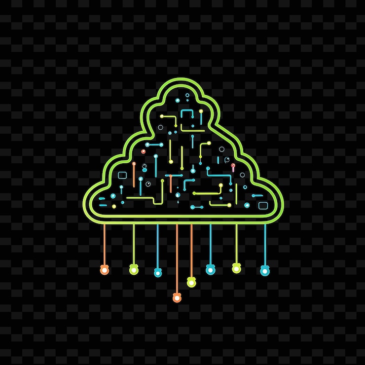 PSD raincloud moody gray dotted neon lines décorations de parapluies en forme y2k collections d'art de lumière au néon