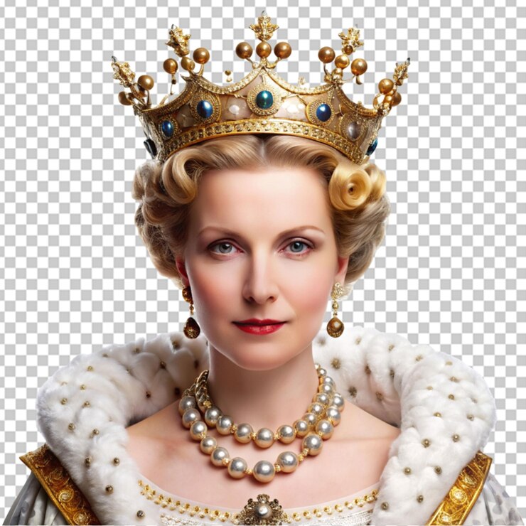 PSD rainha com coroa na cabeça com fundo transparente