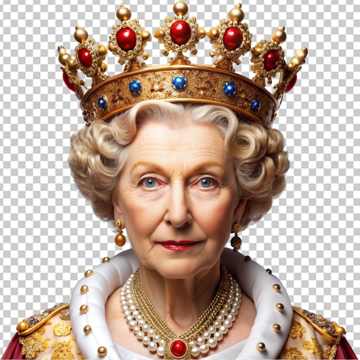 PSD rainha com coroa na cabeça com fundo transparente