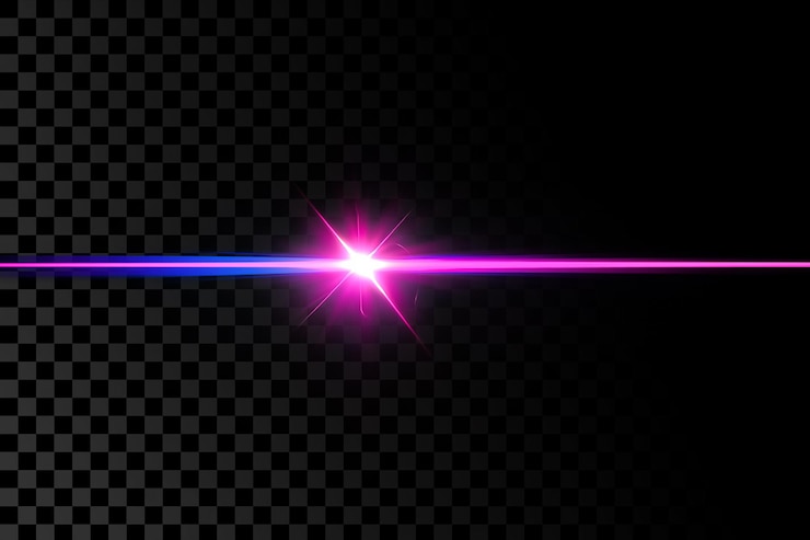PSD raio laser rosa e azul em fundo transparente