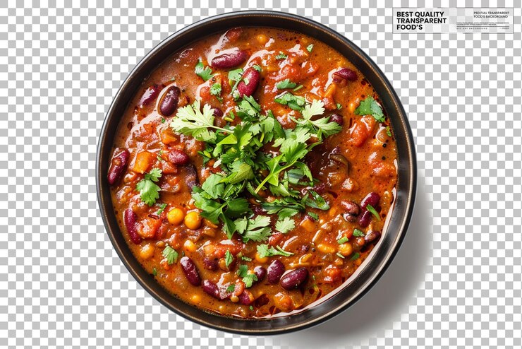 PSD rajma masala curry en un cuenco aislado sobre un fondo transparente
