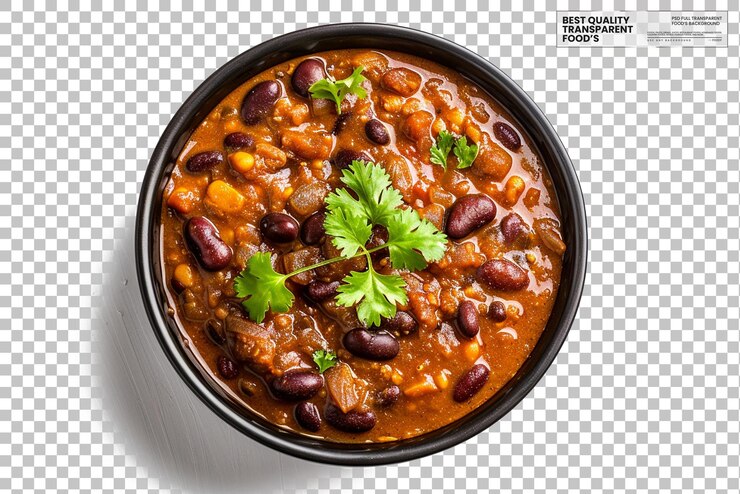 PSD rajma masala curry en un cuenco aislado sobre un fondo transparente
