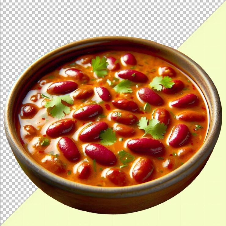 PSD rajma masala es un popular plato del norte de la india hecho con frijoles rojos y arroz de cerca en un plato de madera