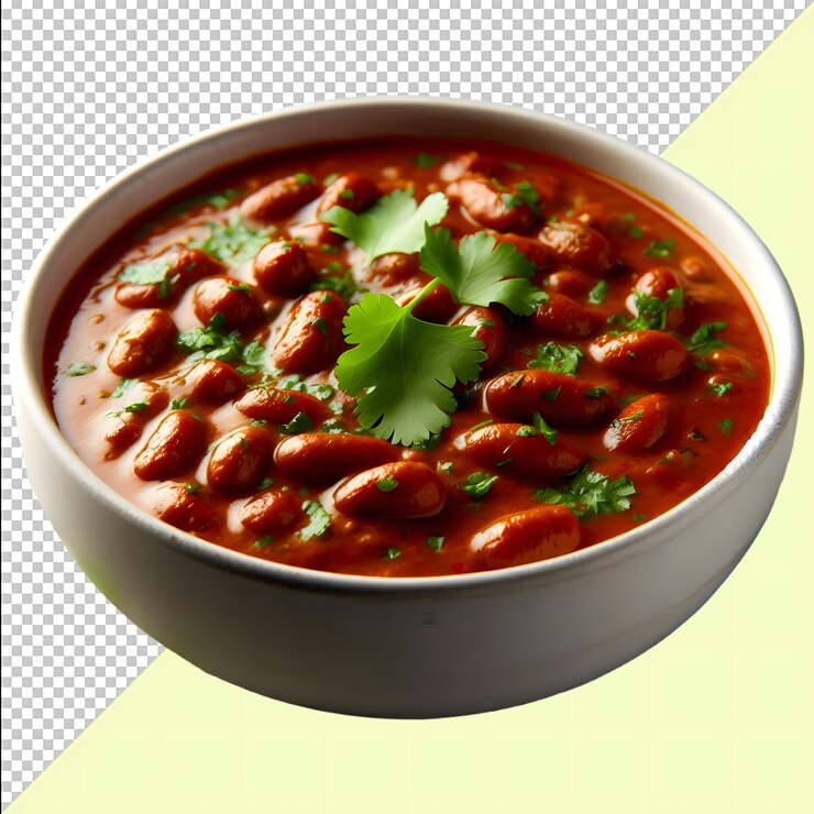 PSD rajma masala es un popular plato del norte de la india hecho con frijoles rojos y arroz de cerca en un plato de madera