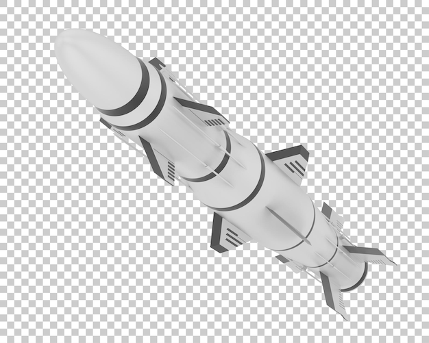 Rakete auf transparentem Hintergrund 3D-Darstellung