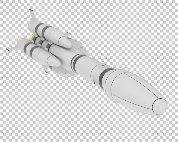 Rakete auf transparentem Hintergrund 3D-Darstellung
