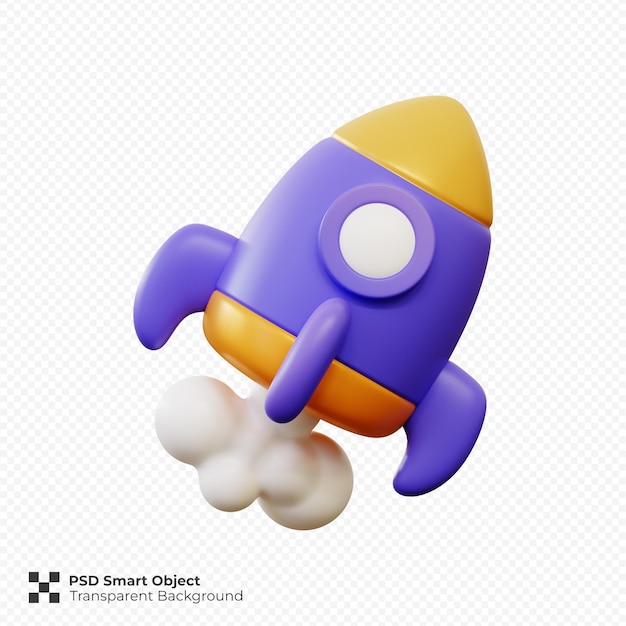 Raketen-icon 3d-render-illustration isoliert premium-psd