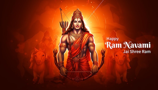 Ram Navami sullo sfondo con l'illuminazione