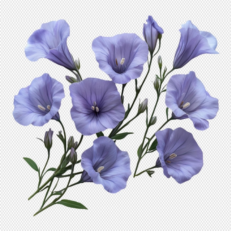 Rama de flor púrpura sobre un fondo blanco