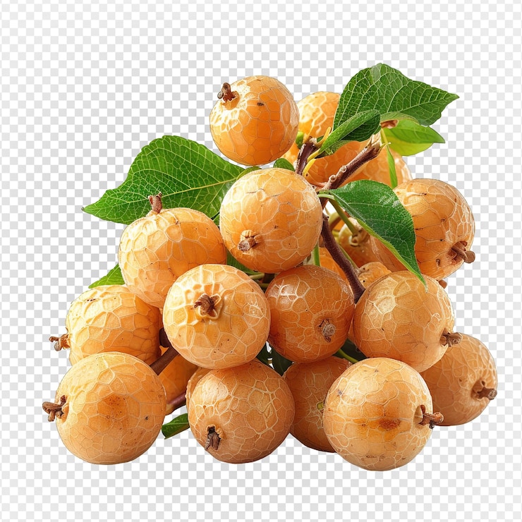 PSD rama de fruto de longan amarillo con hojas aisladas en fondo transparente generativo ai