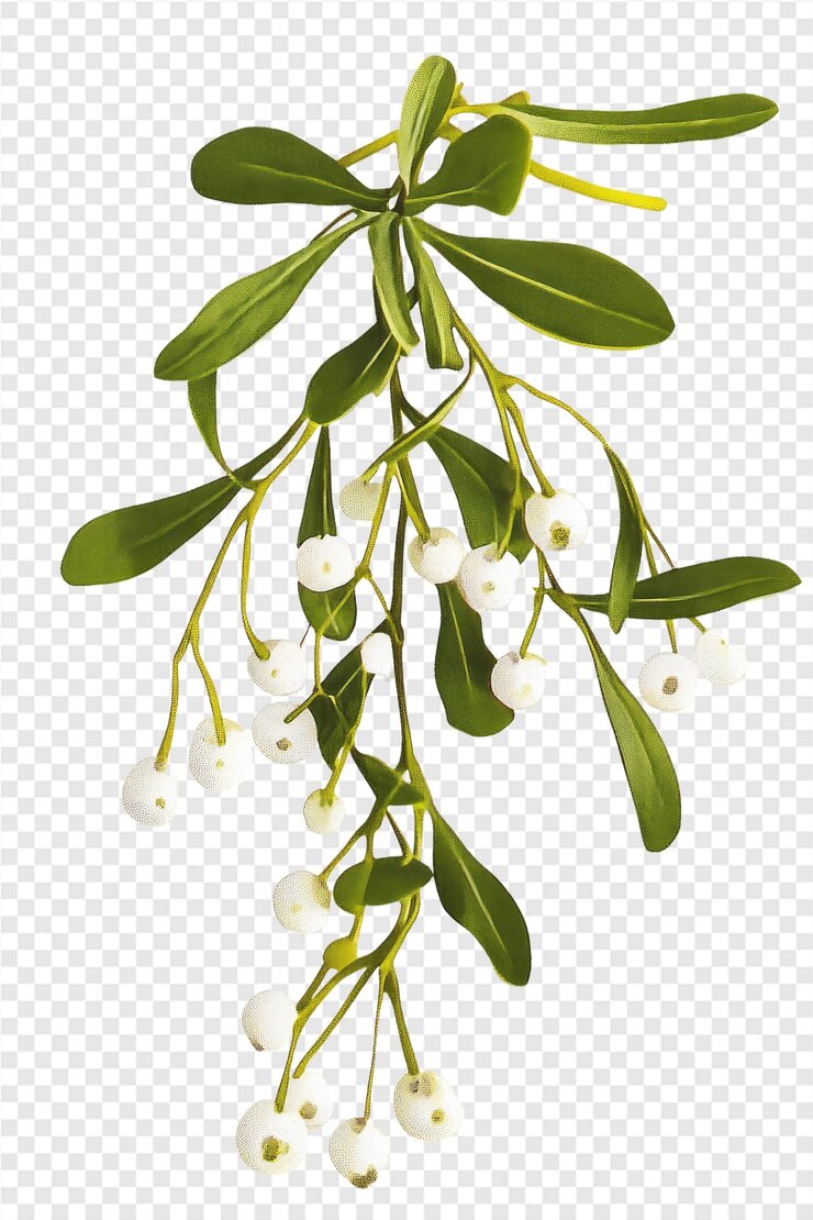 PSD rama de una planta con flores blancas en un fondo transparente