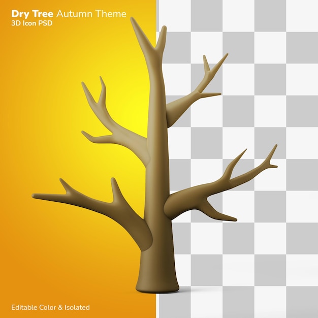 rama seca árbol otoño temporada 3d ilustración renderizado icono editable aislado
