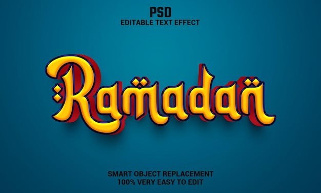 Ramadan 3d efecto de texto editable con fondo premium psd