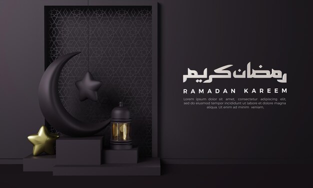 Ramadan 3D-Rendering mit dunklem Thema