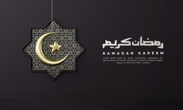 Ramadan 3D-Rendering mit goldenem Mandala-Fenster