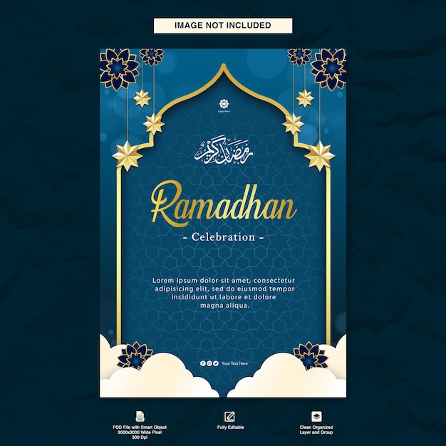Ramadan-Banner-Feier-Template-Poster-Design mit islamischem Hintergrund