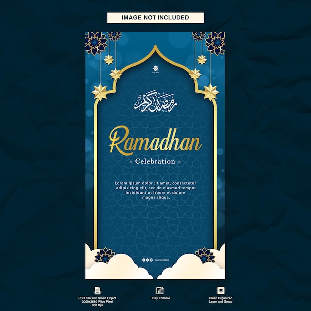 Ramadan-Banner-Feier-Vorlage Instagram-Geschichte-Design mit islamischem Hintergrund