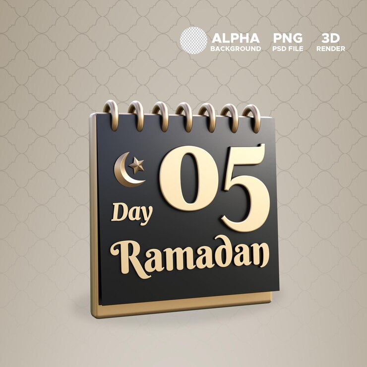 PSD ramadán calendario día 05 icono para diseño ilustración 3d renderizar objeto aislado