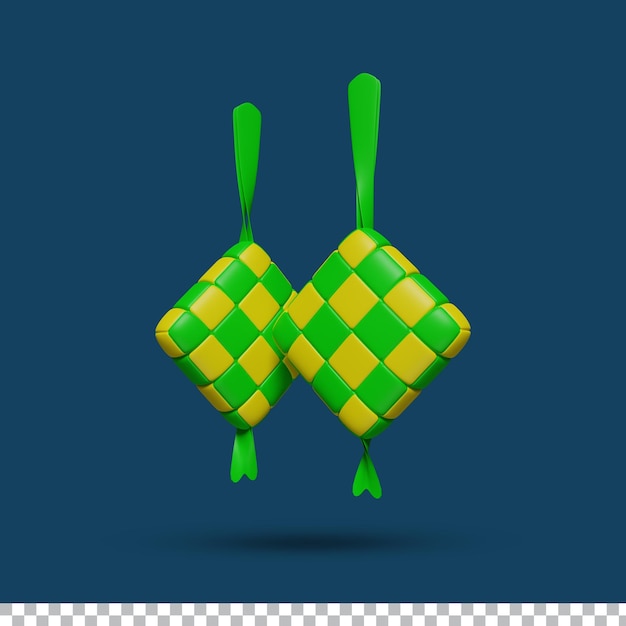 Ramadán comida tradicional ketupat arroz 3d render ilustración