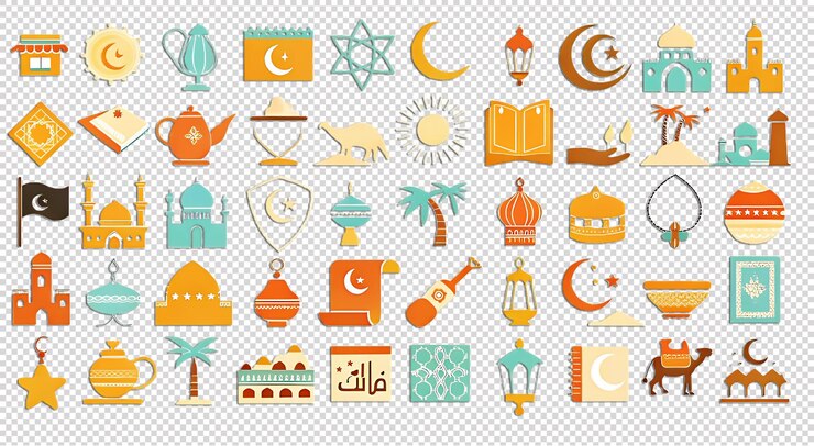 Ramadan y Eid Mubarak Icon Bundle Islámico PNG Elementos para diseños festivos