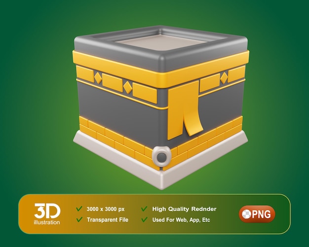 Ramadán y Eid Mubarak Icono 3D Kaaba