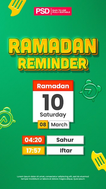 PSD ramadan-erinnerungskalender zeitplan instagram story