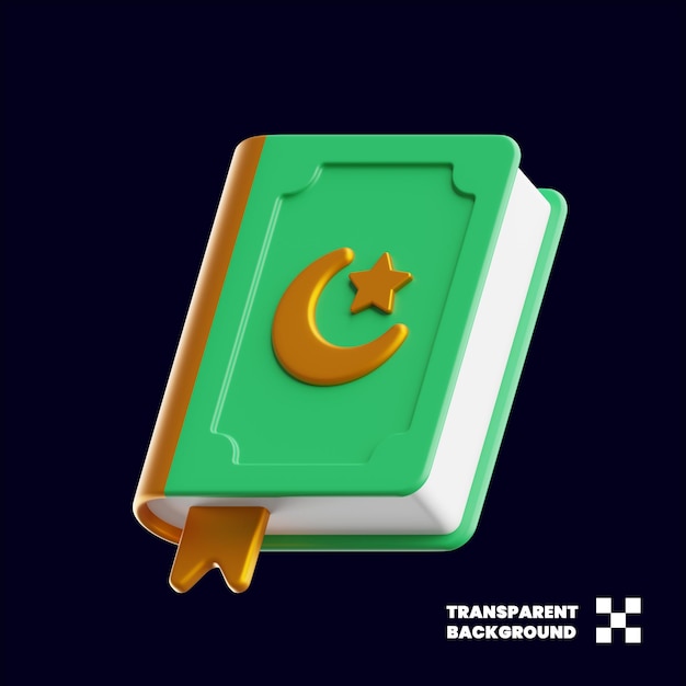 Ramadan Gold Quran Illustration in minimalistischem 3D-Rendering