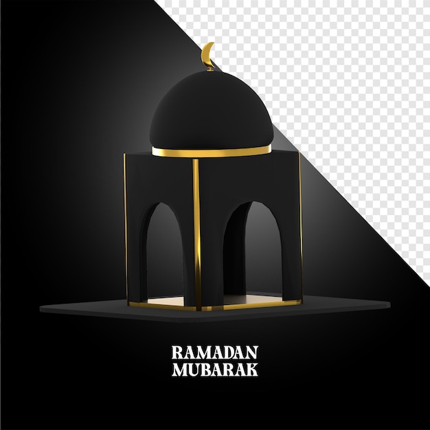 Ramadan-grußvorlage mit einer 3d-darstellung einer moschee