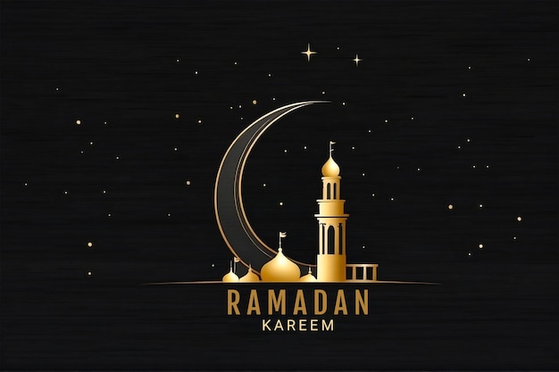 PSD ramadan-hintergrund mit moschee mit halbmond und sternen im hintergrund