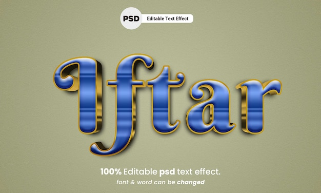 Ramadán Iftar 3d efecto de texto psd editable