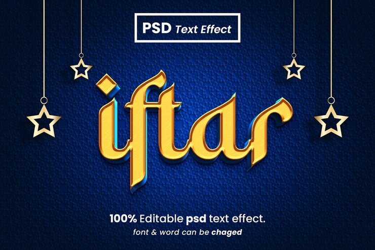 PSD ramadan islamic kareem 3d con efecto de texto psd editable