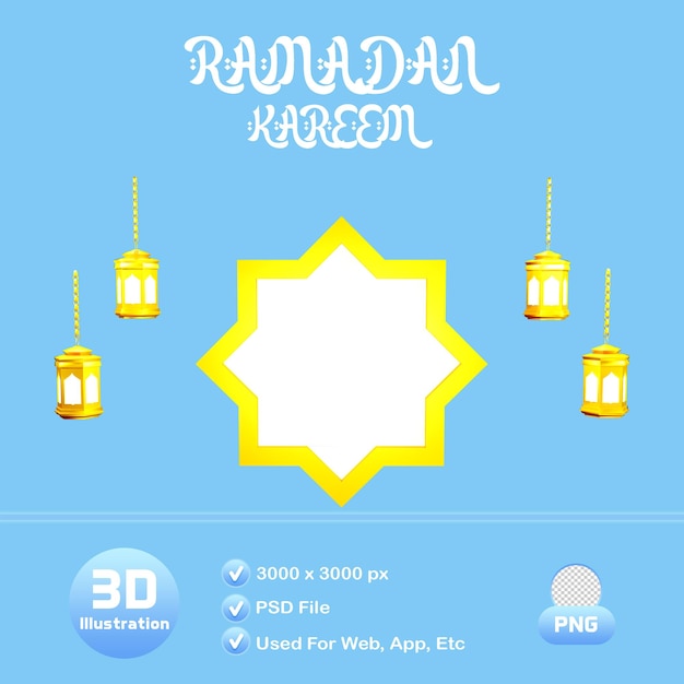 Ramadán islámico ilustración 3d con fondo transparente