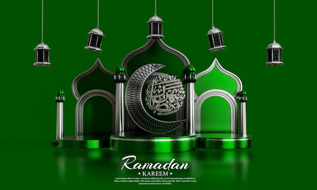 Ramadán islámico kareem composición de fondo 3d con varios adornos