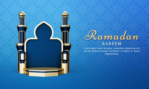Ramadan islamische Grußvorlage mit 3D-Podium