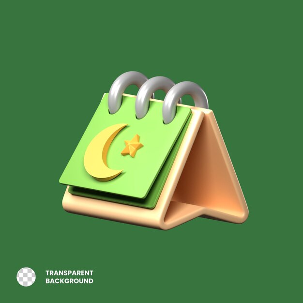 PSD ramadan-kalender 3d-symbol auf durchsichtigem hintergrund