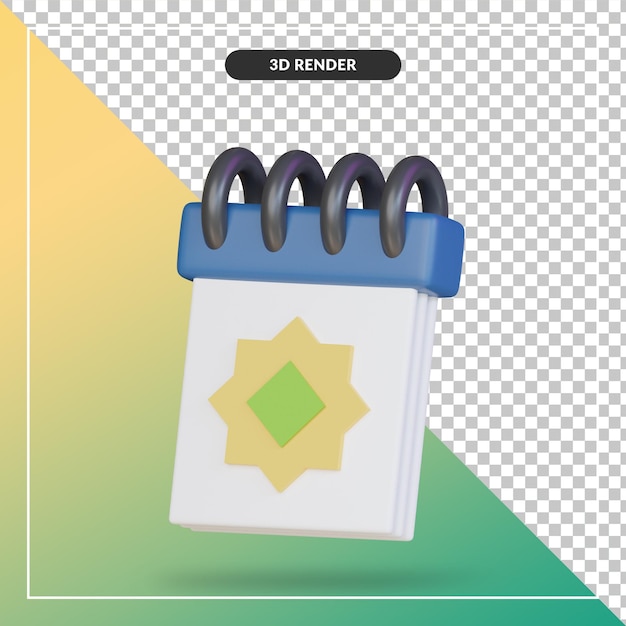 Ramadan Kalender mit Rub al Hizb Symbol 3D-Rendering isoliert