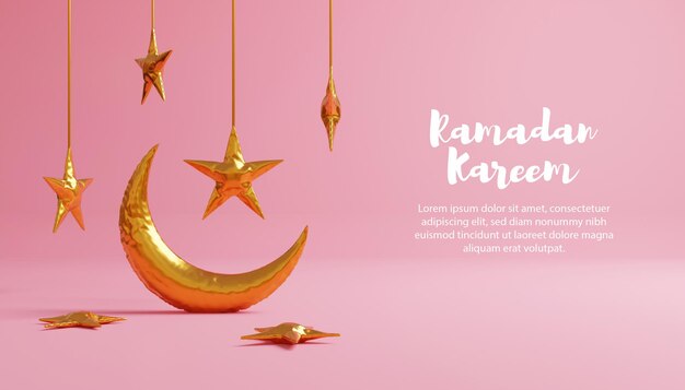 Ramadan Kareem 3d Avec Ballon Lune Et étoile