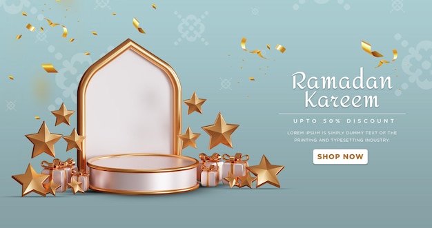 Ramadan Kareem 3D Design Fino al 50% di vendita Banner psd