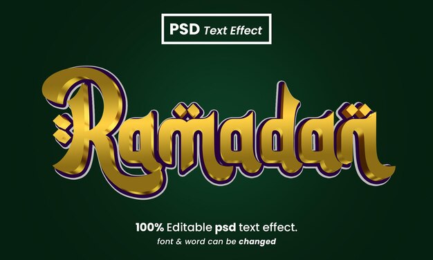 ramadan kareem  3d editable premium psd text effect