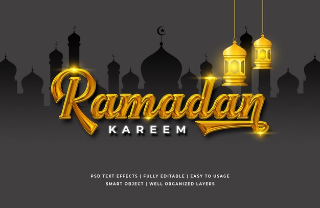 Ramadan Kareem 3d Efecto de estilo de texto